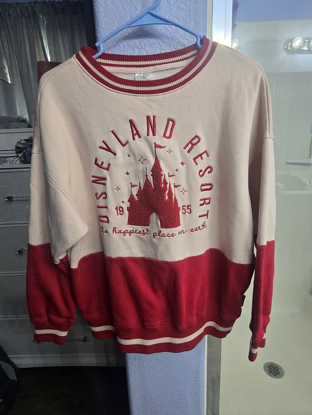 Disney Resort Red & Cream Colorblock Crewneck Sweater